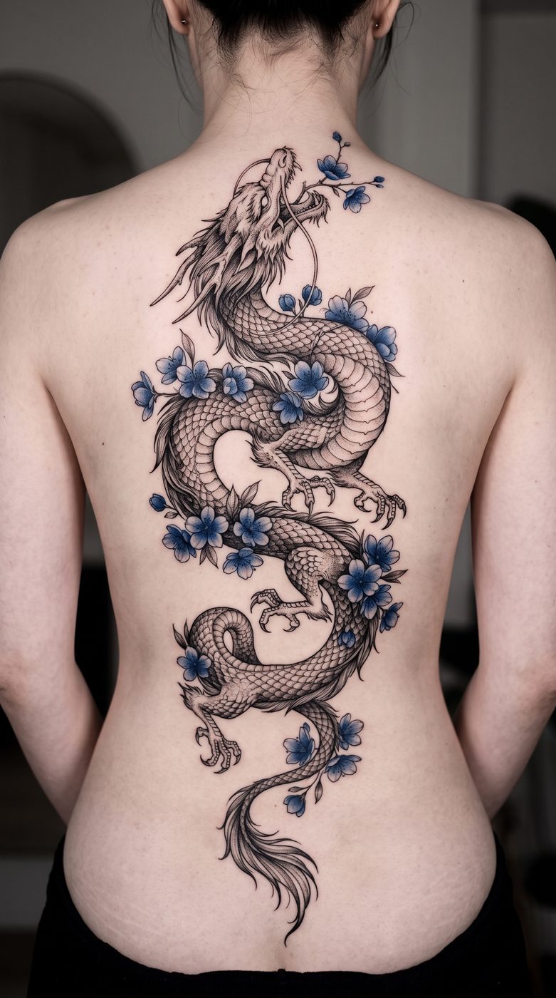 Ascending Dragon Back Piece on the body