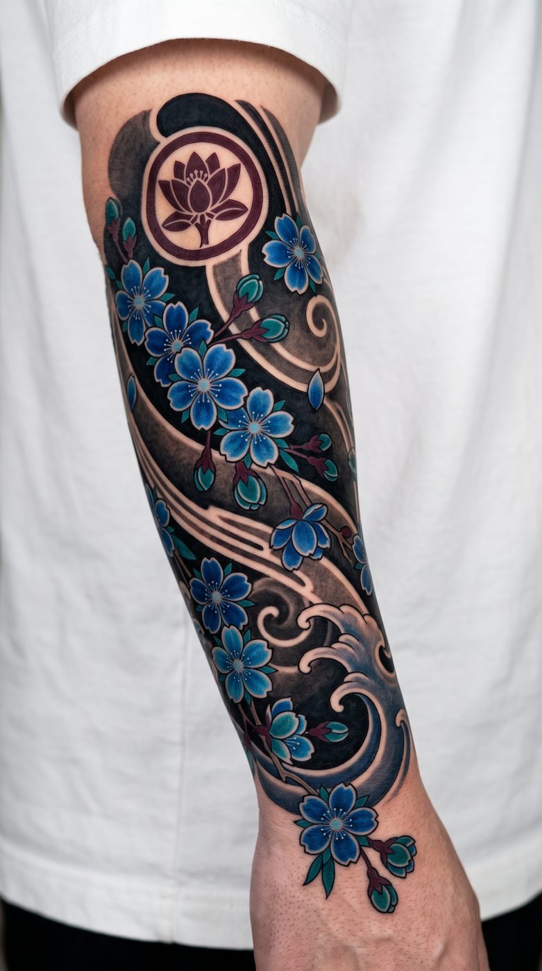 Koi &amp; Lotus Sleeve on the body