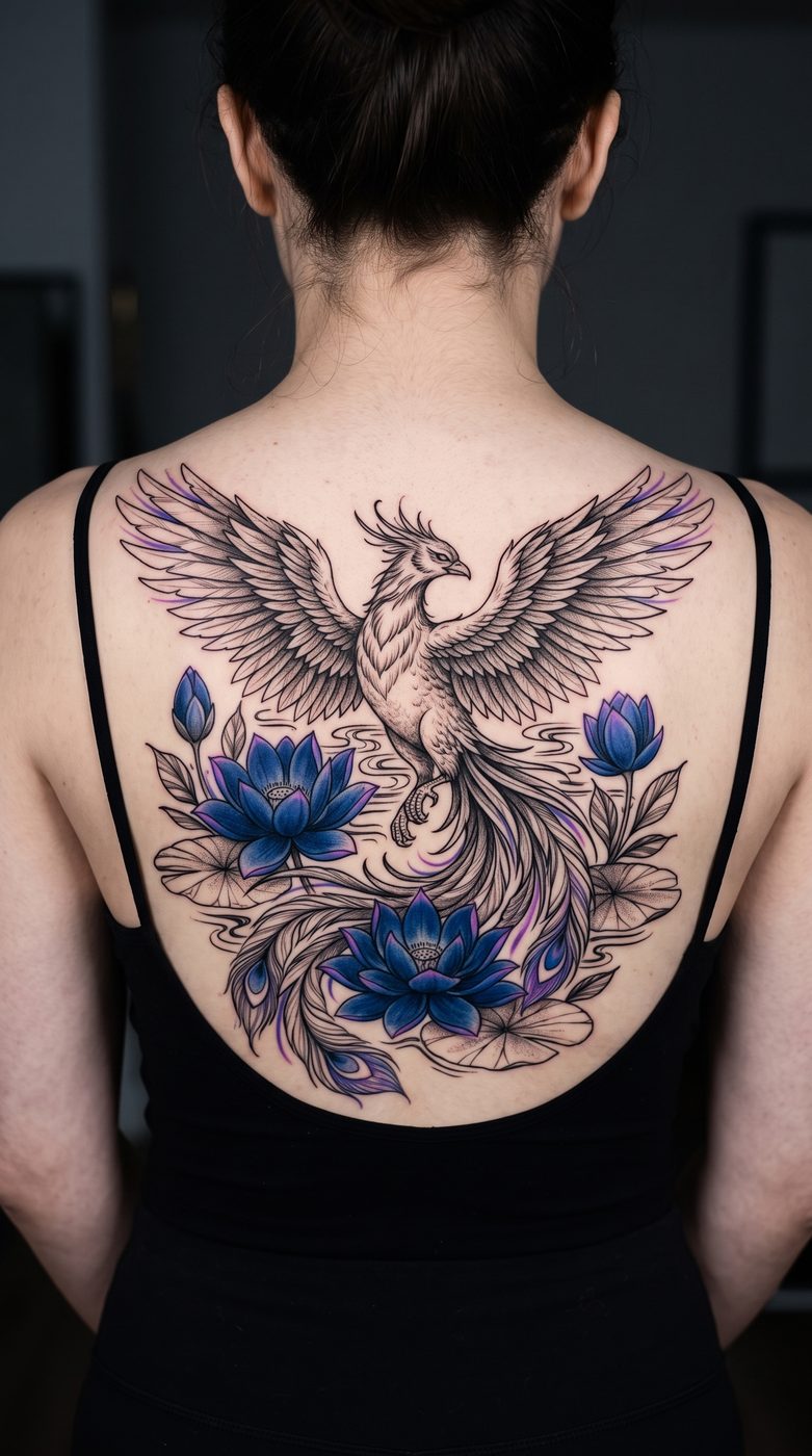 Rising Phoenix Tattoo on the body